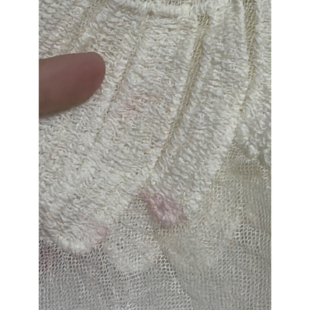 Rebellion Lace Cardigan Medium Cream Long Line Duster Open Short Sleeve Boho - Picture 4 of 7